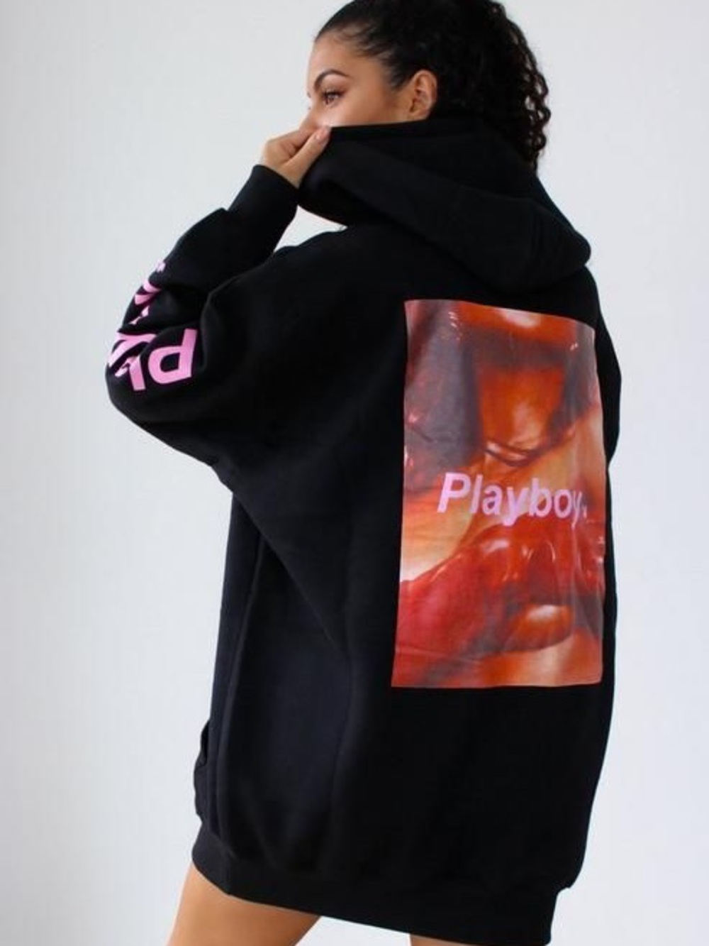 PLAYBOY x MISSGUIDED Black Oversized Hoodie